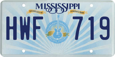 MS license plate HWF719