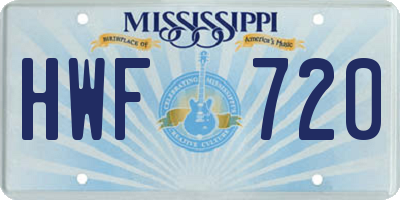 MS license plate HWF720