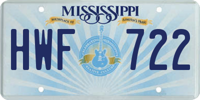 MS license plate HWF722