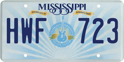 MS license plate HWF723