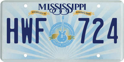 MS license plate HWF724