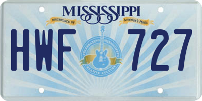 MS license plate HWF727