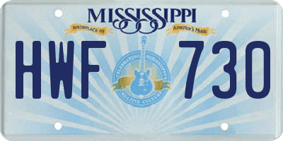 MS license plate HWF730