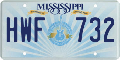 MS license plate HWF732