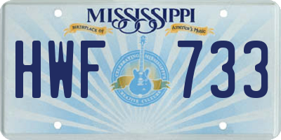 MS license plate HWF733