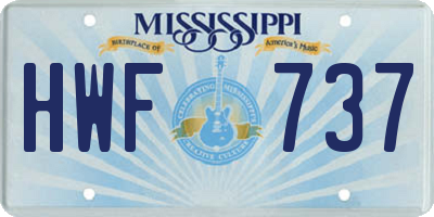 MS license plate HWF737