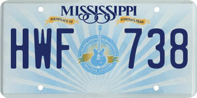 MS license plate HWF738