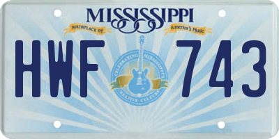 MS license plate HWF743