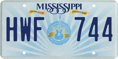 MS license plate HWF744