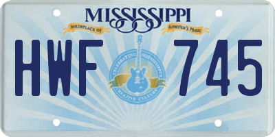 MS license plate HWF745
