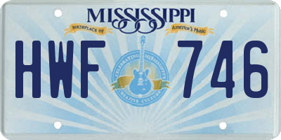 MS license plate HWF746