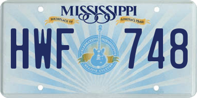 MS license plate HWF748