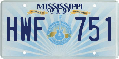 MS license plate HWF751