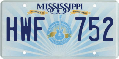 MS license plate HWF752