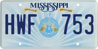 MS license plate HWF753