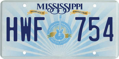 MS license plate HWF754