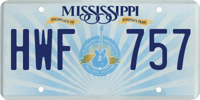 MS license plate HWF757