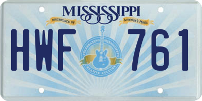 MS license plate HWF761