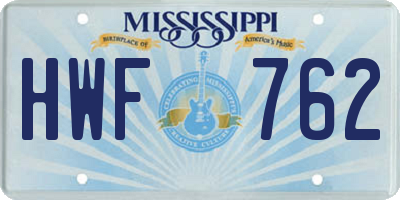 MS license plate HWF762