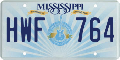 MS license plate HWF764