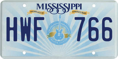 MS license plate HWF766