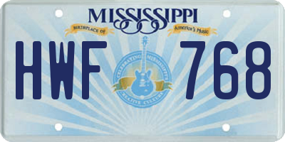 MS license plate HWF768