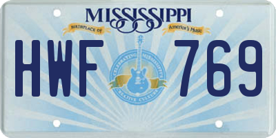 MS license plate HWF769