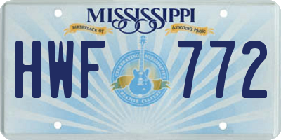 MS license plate HWF772