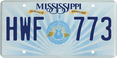 MS license plate HWF773