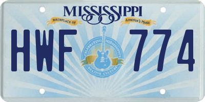 MS license plate HWF774