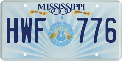 MS license plate HWF776