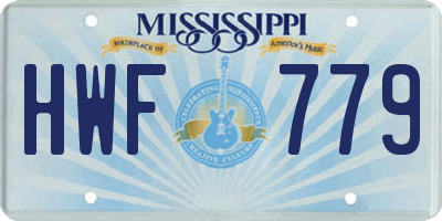 MS license plate HWF779