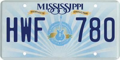 MS license plate HWF780