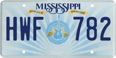 MS license plate HWF782
