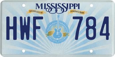 MS license plate HWF784