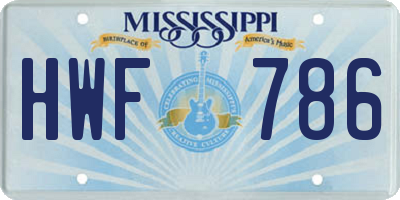MS license plate HWF786