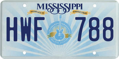MS license plate HWF788