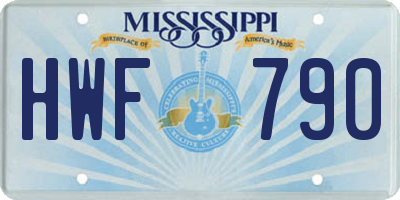 MS license plate HWF790
