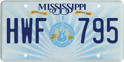 MS license plate HWF795