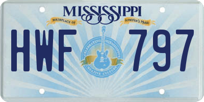 MS license plate HWF797