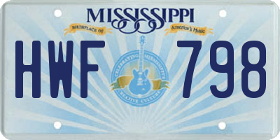MS license plate HWF798