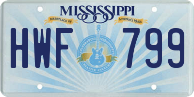 MS license plate HWF799