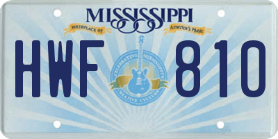 MS license plate HWF810