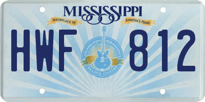 MS license plate HWF812