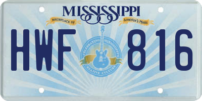 MS license plate HWF816