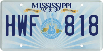 MS license plate HWF818