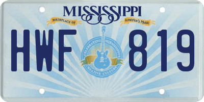MS license plate HWF819