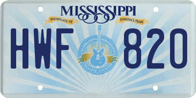 MS license plate HWF820