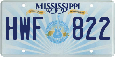 MS license plate HWF822