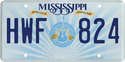 MS license plate HWF824